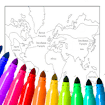 Hartă globală de colorat pentru tineri